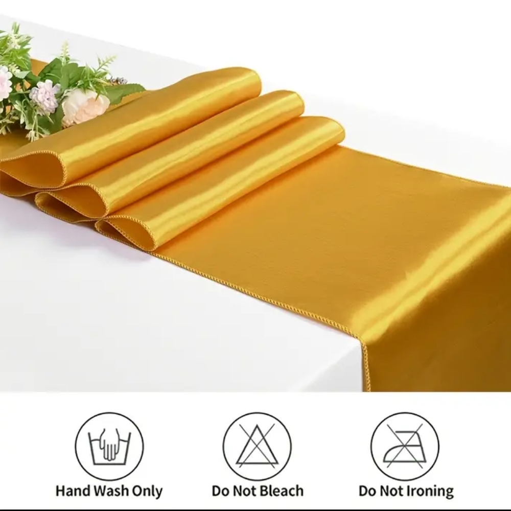 (9) Gold Satin Table Runners